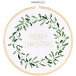 Stickp. Gez. Kreuzstich, Mistelkranz Merry Christmas, Ø 15 cm