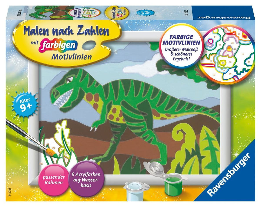 CreArt, Malen nach Zahlen Kinder - Hungriger Dinosaurier