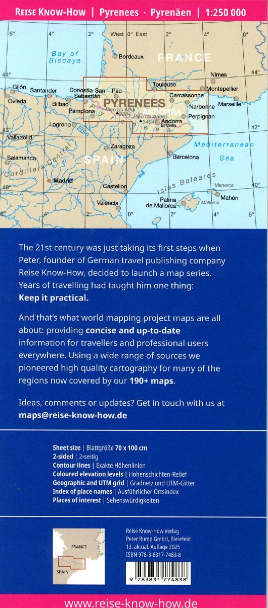 Reise Know-How Landkarte Pyrenäen / Pyrenees (1:250.000) (Innenansicht)
