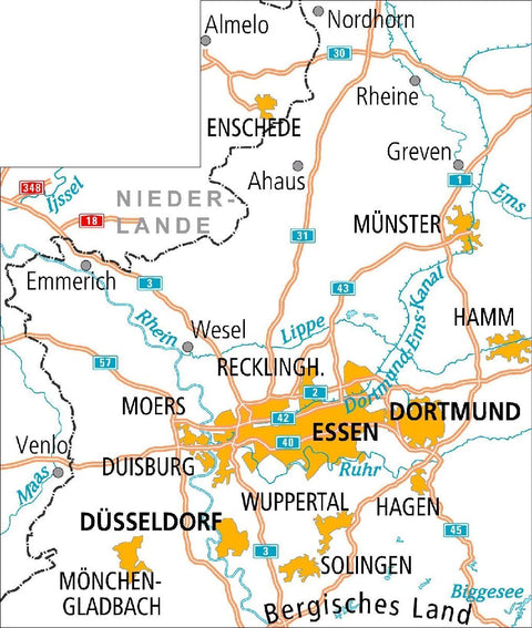 ADFC-Radtourenkarte 10 Münsterland Niederrhein 1:150.000, reiß- und wetterfest, E-Bike geeignet, GPS-Tracks Download, mit Bett+Bike-Symbolen, mit Kilometer-Angaben