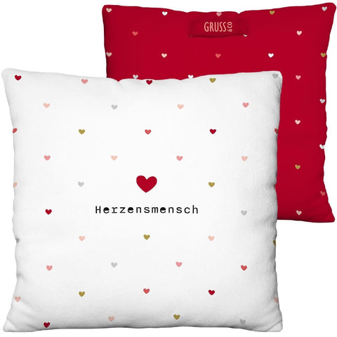 Plüschkissen mit Motiv "Herzensmensch"