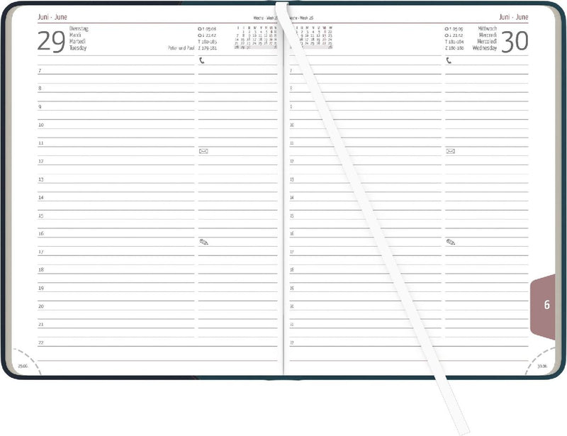 ZETTLER Buchkalender Premium Water türkis-blau A5 2027 (Innenansicht)
