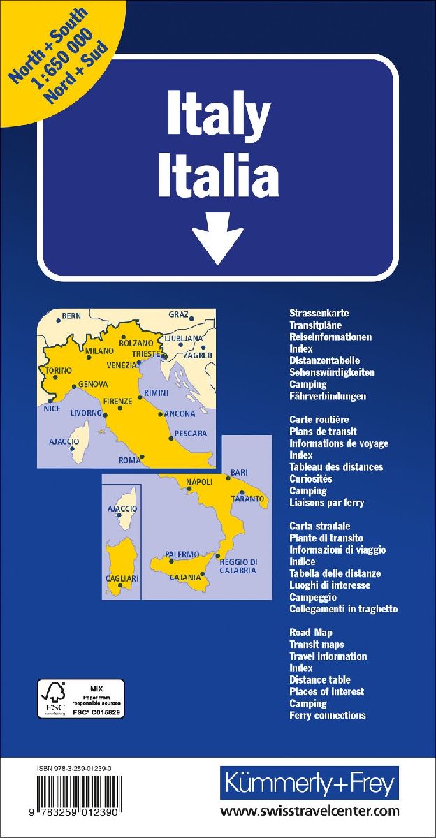 Kümmerly+Frey Strassenkarte Italien Nord+Süd 1:650.000 (Rückseite)
