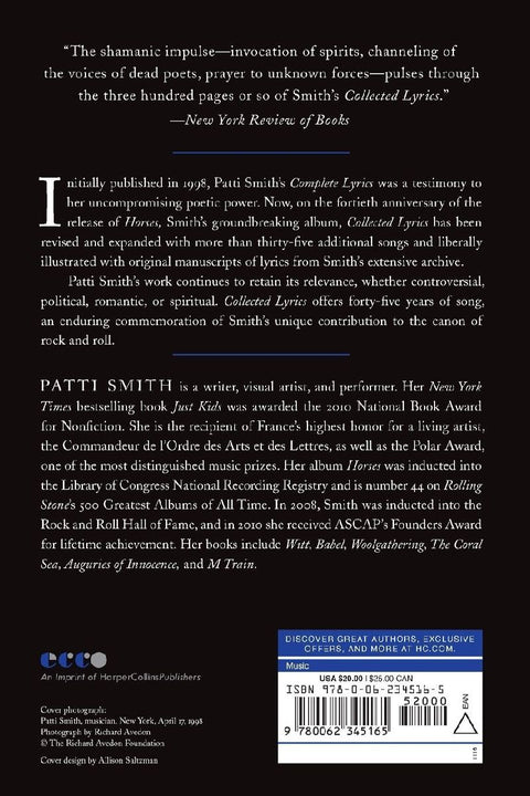Patti Smith Collected Lyrics, 1970-2015