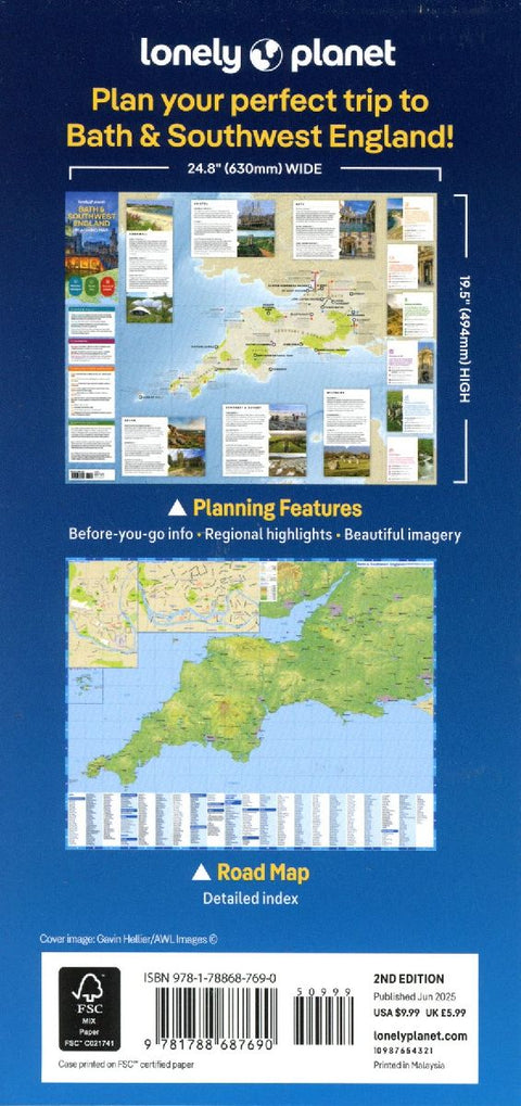 Lonely Planet Bath & Southwest England Planning Map
