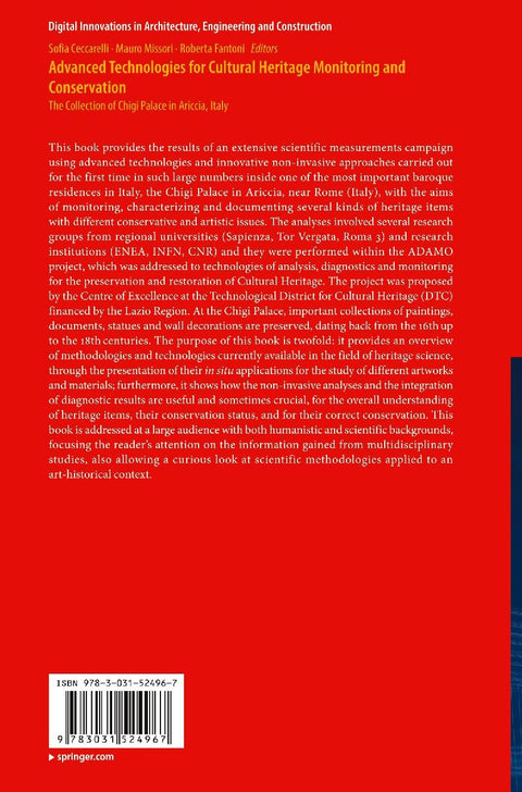 Advanced Technologies for Cultural Heritage Monitoring and Conservation