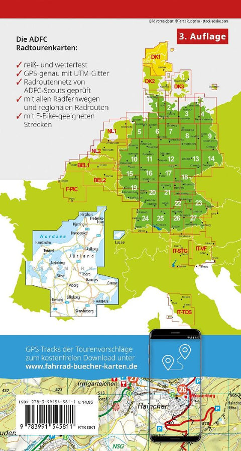 BVA ADFC Radtourenkarte Dänemark, Jütland Nord/Denmark, Jutland North 1:150.000