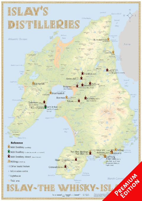 Whisky Distilleries Islay - Poster 42x60cm - Premium Edition