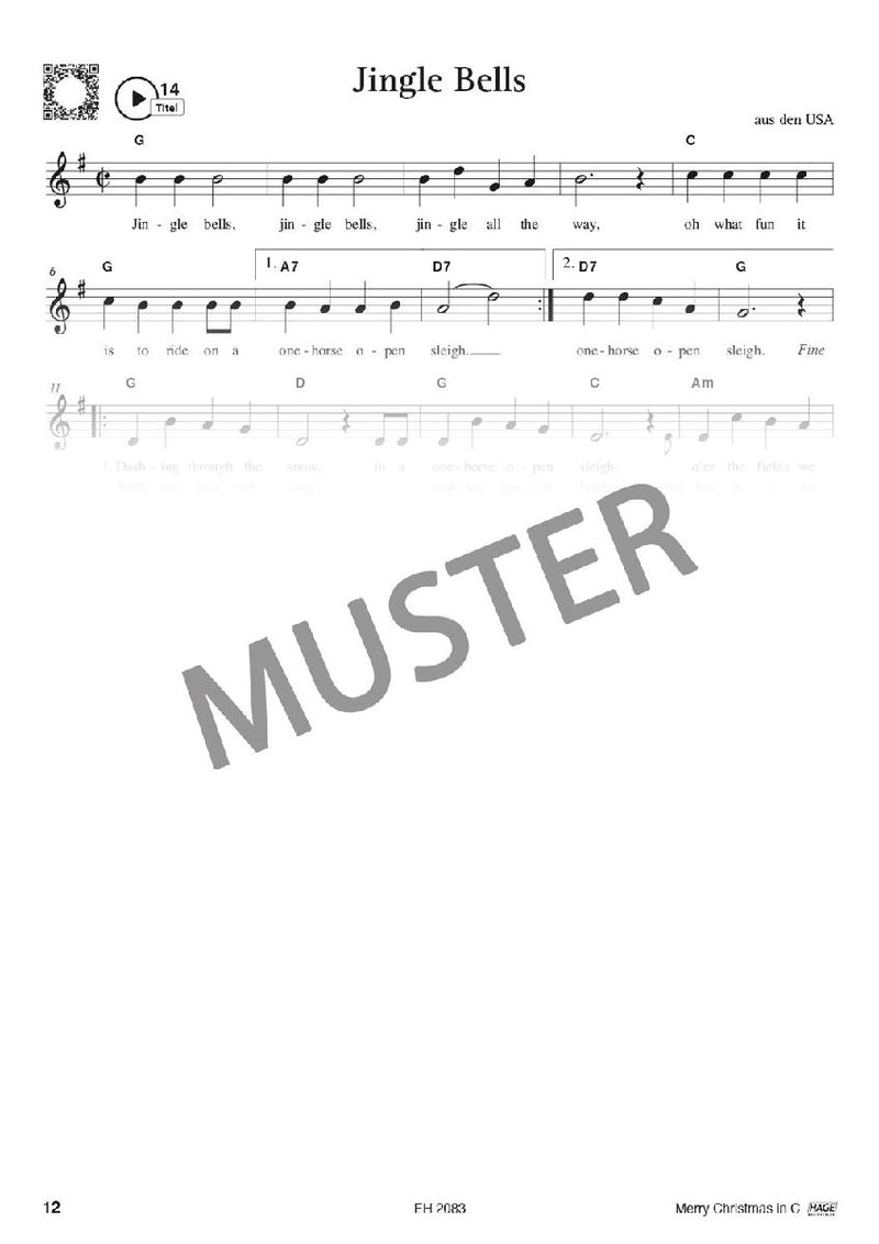 Merry Christmas für C-Instrumente (Querflöte, Oboe) (Innenansicht)