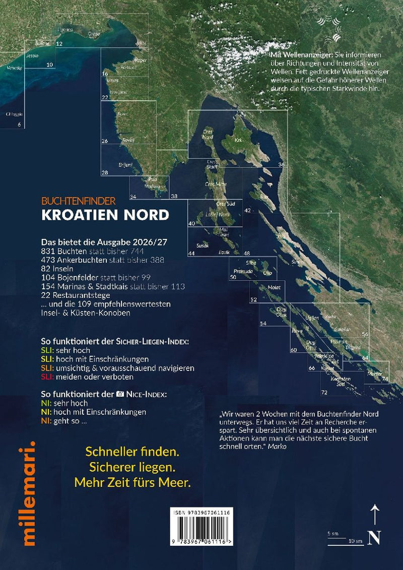 Buchtenfinder Kroatien Nord - Ausgabe 2026 (Rückseite)