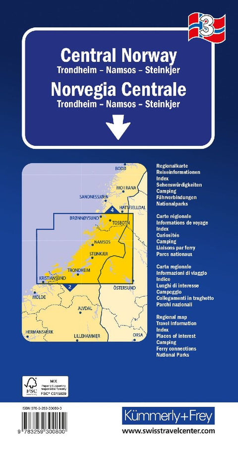 Kümmerly+Frey Regional-Strassenkarte 3 Zentral Norwegen 1:300.000