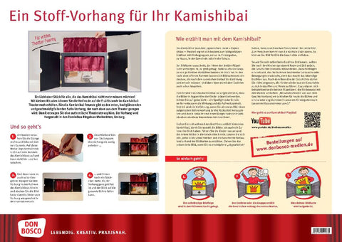 Vorhang "Mein Kamishibai" aus rotem Satin, geschmeidig und hochglänzend: Sorgt für authentische Theateratmosphäre oder Kinoflair