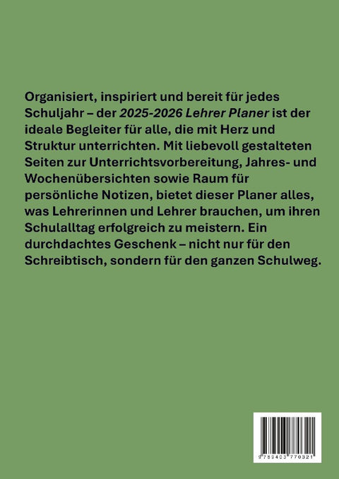 2025-2026 Lehrer Planer Schulplaner für die Unterrichtsvorbereitung : ideal als Lehrer Geschenk für Lehrerinnen und Lehrer