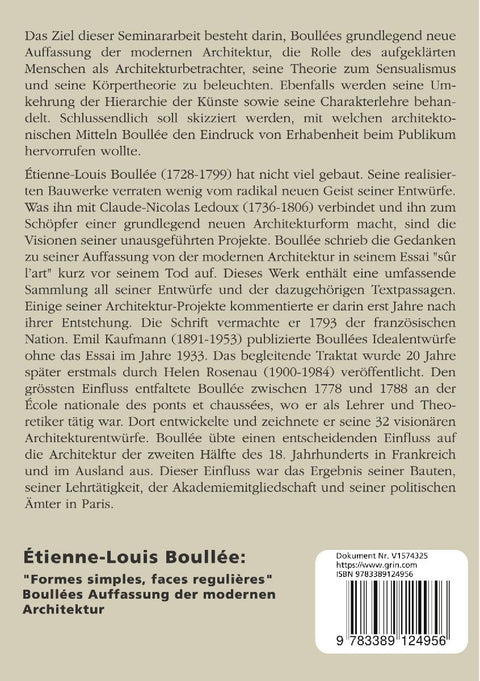 Étienne-Louis Boullée (1728-1799). "Formes simples, faces regulières"