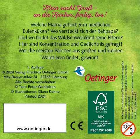 Finde die Tierbabys. Ein Memo aus dem Wald für Kinder ab 3 Jahren