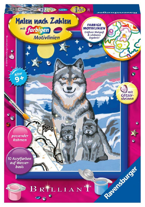 Ravensburger Malen nach Zahlen 27784 - Süße Wolfsfamilie - Kinder ab 9 Jahren