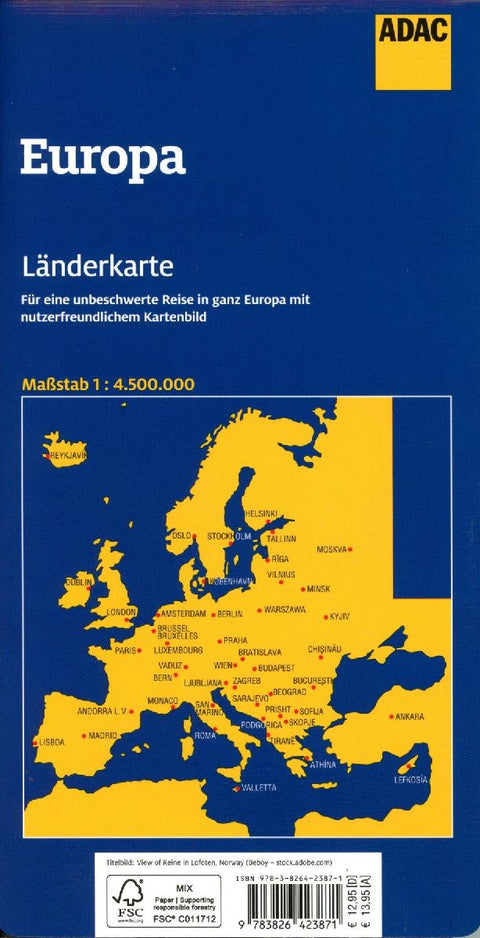 ADAC Länderkarte Europa 1:4,5 Mio.