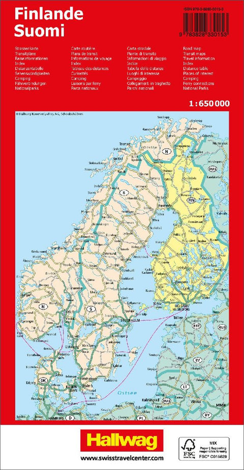 Hallwag Strassenkarte Finnland 1:650.000