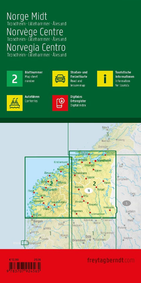 Norwegen Mitte, Straßen- und Freizeitkarte 1:250.000, freytag & berndt