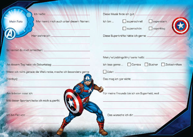 Marvel Avengers Freundebuch (Innenansicht)