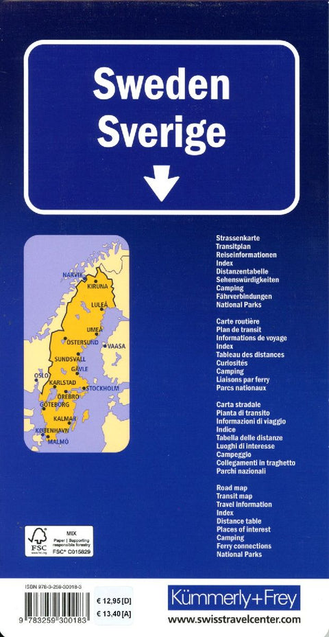 Kümmerly+Frey Strassenkarte Schweden 1:750.000