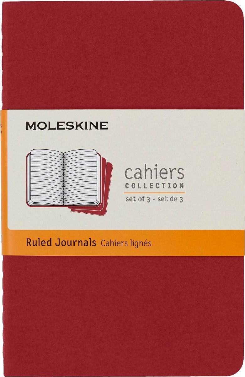 Moleskine Cahier Pocket Ruled Red Cover P. 3er Pack