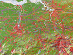 Relief Belelux 1:700.000 mit Naturholzrahmen