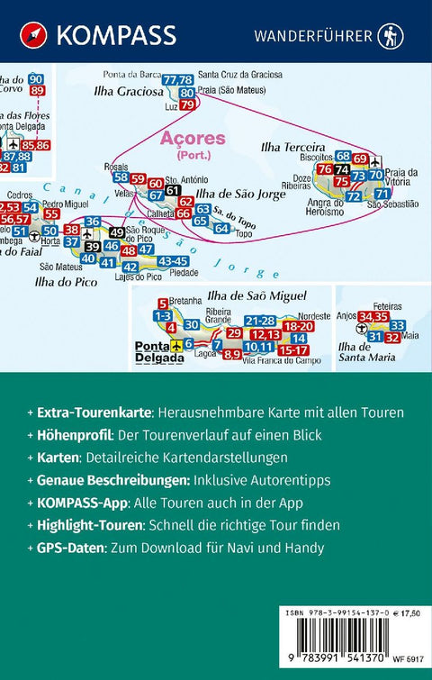 KOMPASS Wanderführer Azoren, 90 Touren mit Extra-Tourenkarte