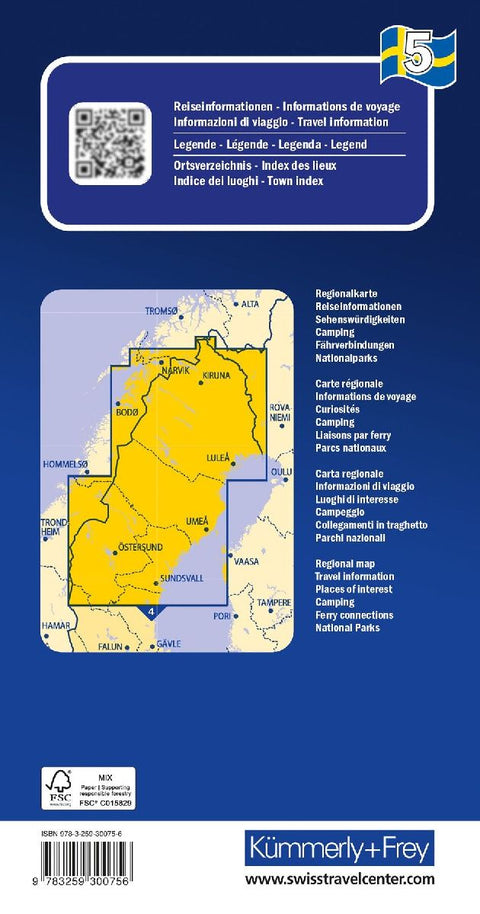 Kümmerly+Frey Regional-Strassenkarte 5 Schweden Nord 1:400.000