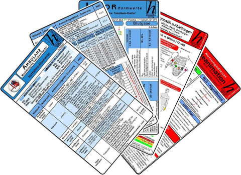 Ambulanz Karten-Set - EKG, Laborwerte, Notfallmedikamente, Reanimation