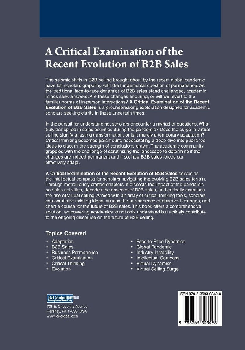 A Critical Examination of the Recent Evolution of B2B Sales (Rückseite)