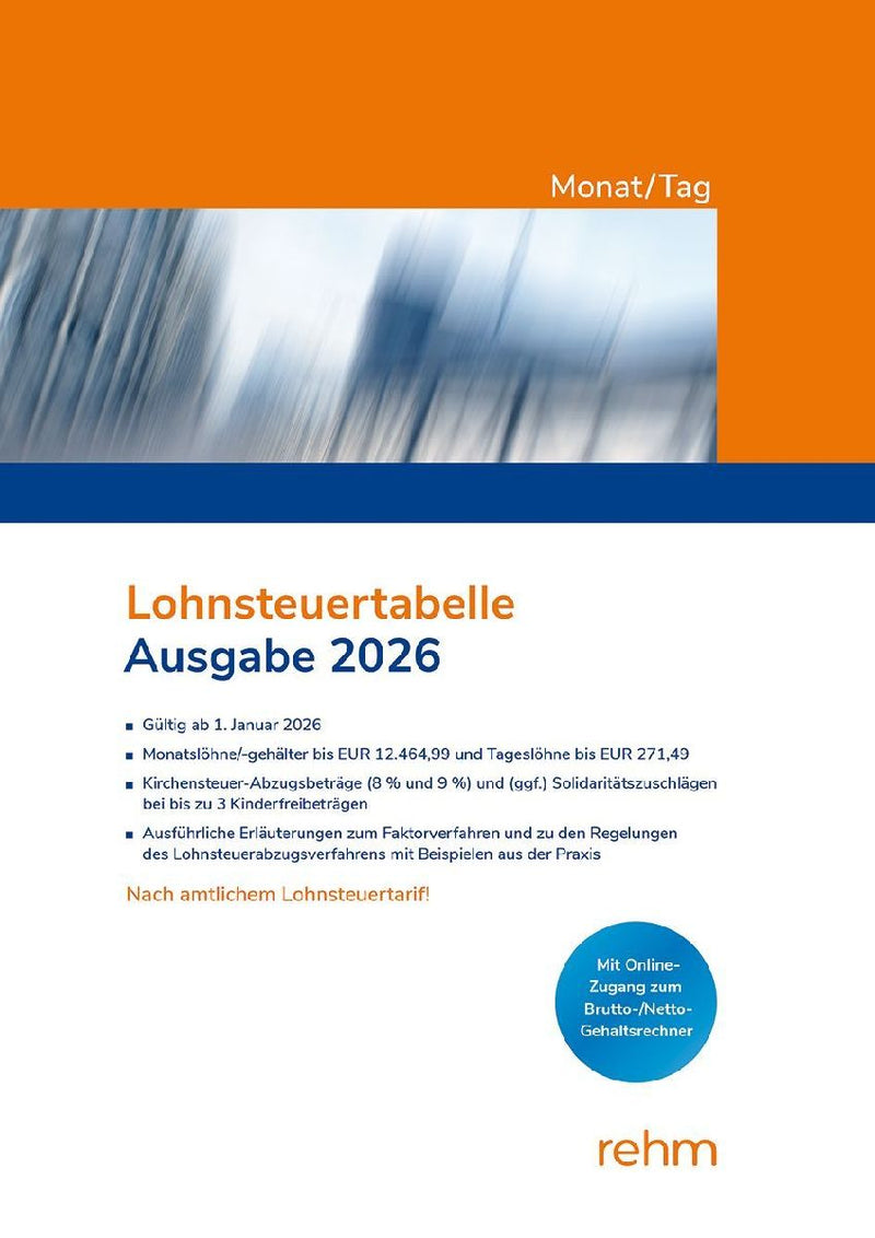 Lohnsteuertabelle Monat/Tag 2026