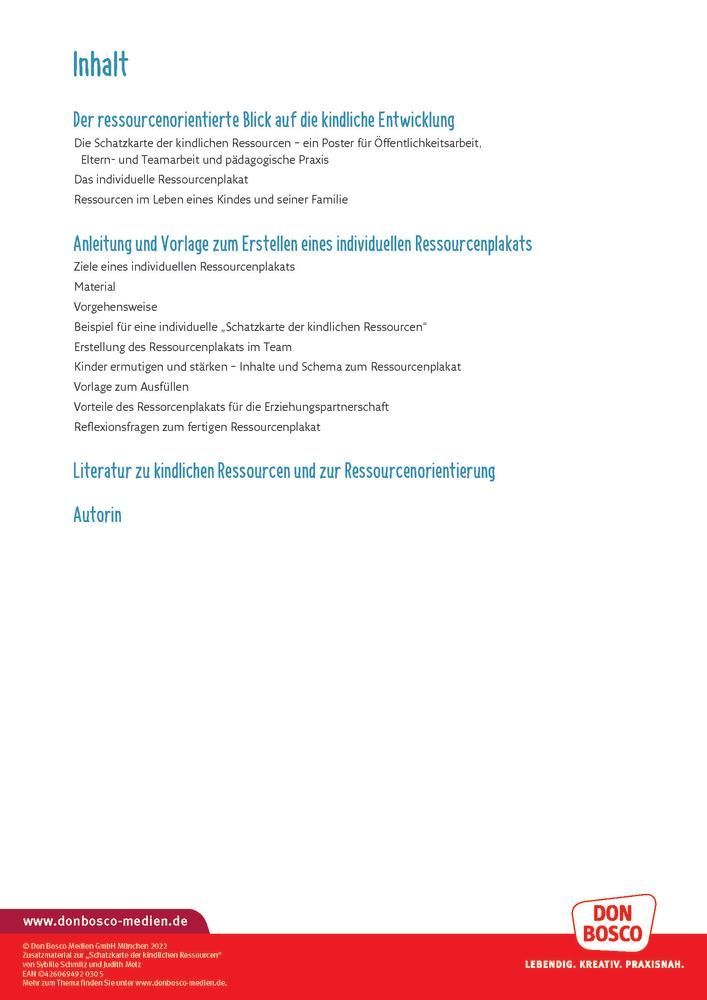 Schatzkarte der kindlichen Ressourcen - Poster A1 (Innenansicht)