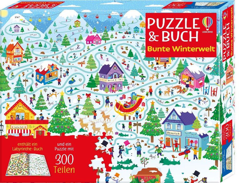 Puzzle & Buch: Bunte Winterwelt