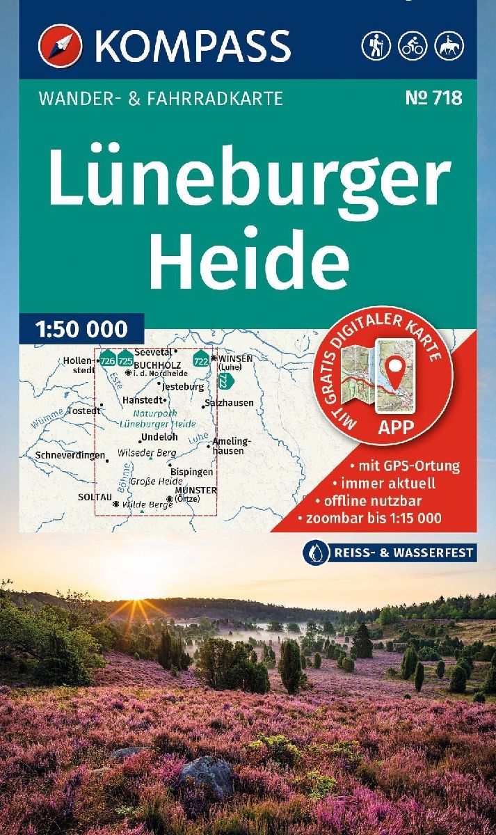 KOMPASS Wanderkarte 718 Lüneburger Heide 1:50.000