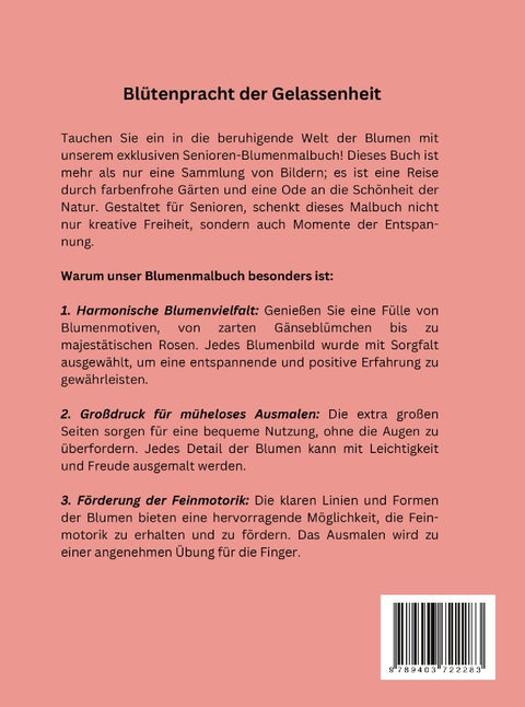 Blumen zum Ausmalen - Malbuch für Senioren