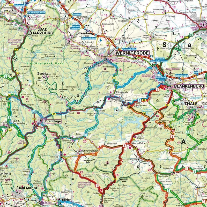 Harz, Motorradkarte 1:150.000, freytag & berndt (Innenansicht)