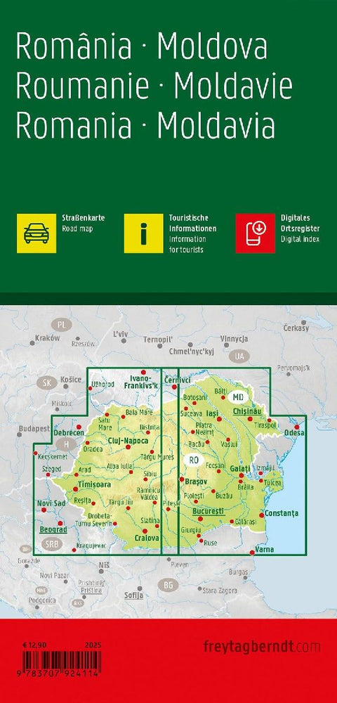 freytag & berndt Straßenkarte Rumänien - Moldau 1:500.000