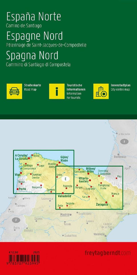 Spanien Nord - Jakobsweg, Straßenkarte 1:400.000, freytag & berndt