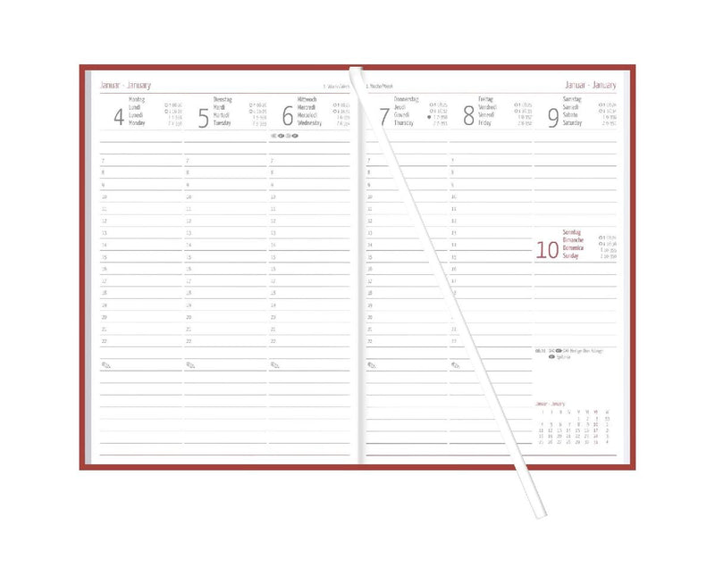 ZETTLER Wochenplaner Tucson rot A5 128 Seiten 2027 (Innenansicht)