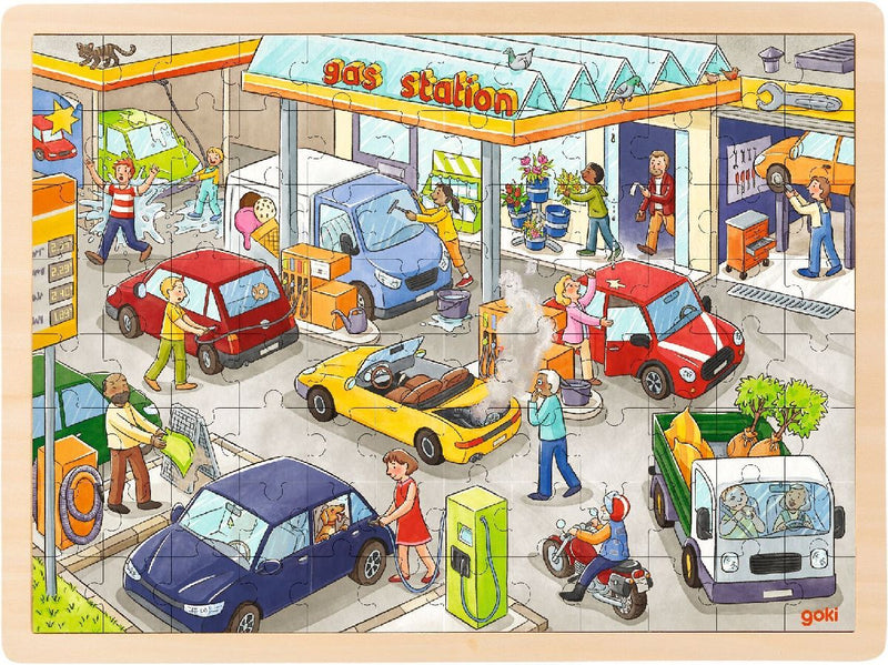 Einlegepuzzle Tankstelle