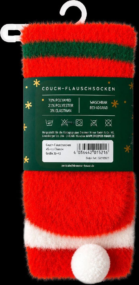 Weihnachtswunderland, Couch-Flauschsocken, Santa Claus, Größe 36-41