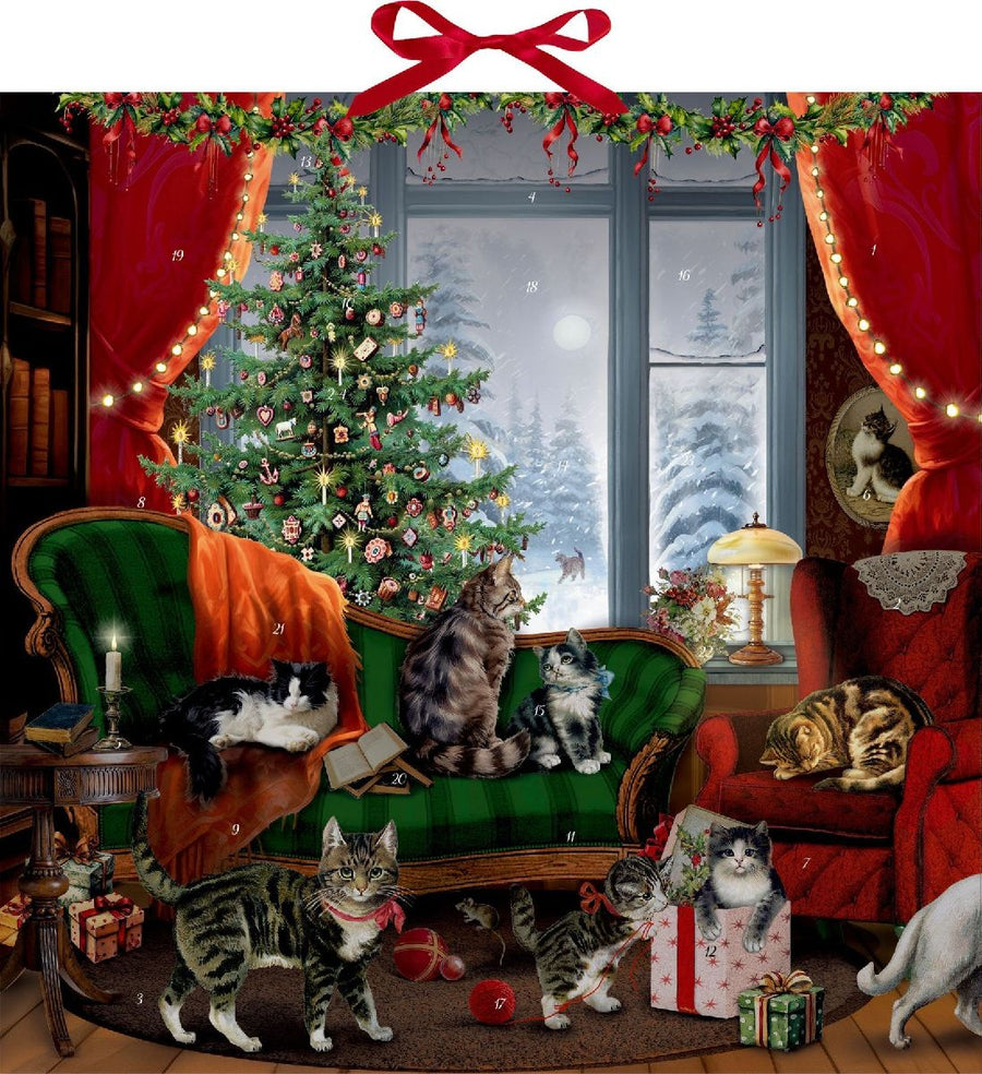 Wand-Adventskalender - Katzen am Fenster