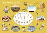 6 A1-Merk-Poster für den Sachunterricht  Jahreskreis, Körper, Waldtiere, Epochen, Kontinente, vom Korn zum Brot (Innenansicht)