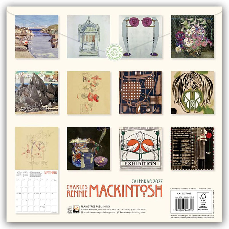 Charles Rennie Mackintosh 2027 - Original Flame Tree Publishing-Kalender [Kalender] (Rückseite)