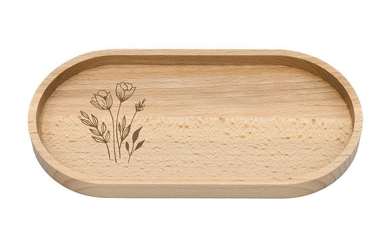Holztablett Blumen und Gräser