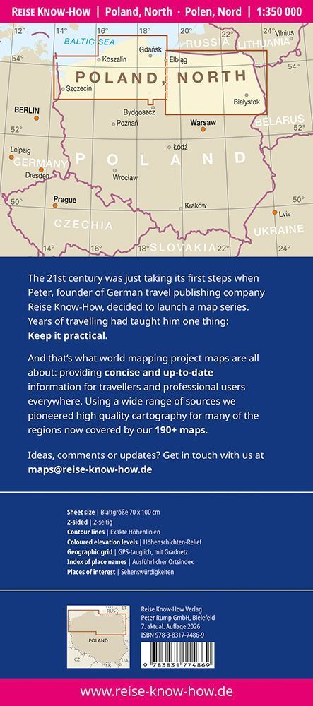 Reise Know-How Landkarte Polen, Nord | Poland, North (1:350.000)