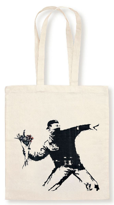 Stofftasche Banksy - Blumenwerfer