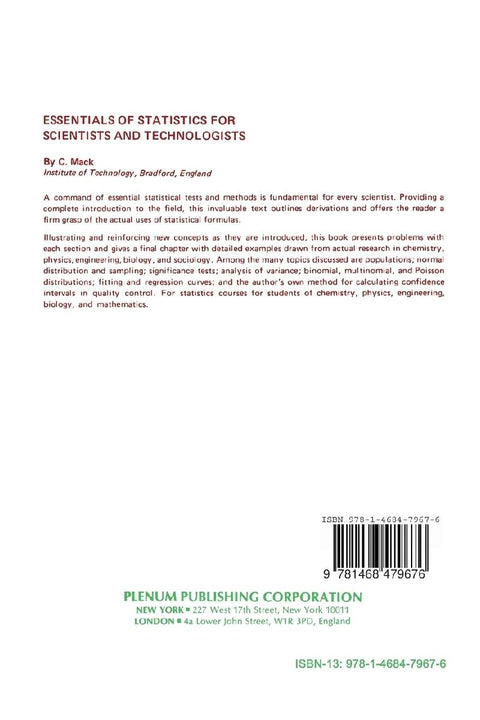 Essentials of Statistics for Scientists and Technologists