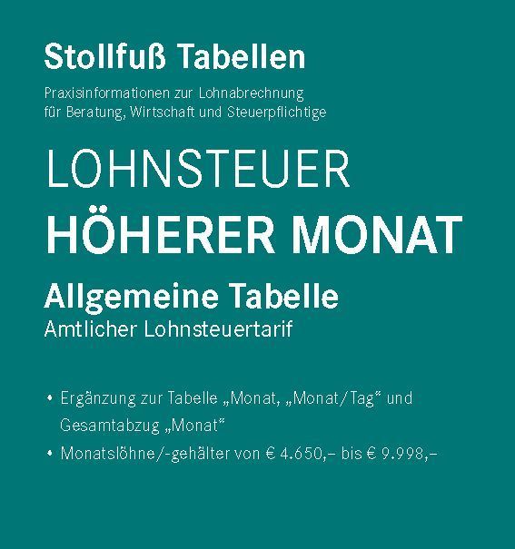 Tabelle, Lohnsteuer 2026 Höherer Monat